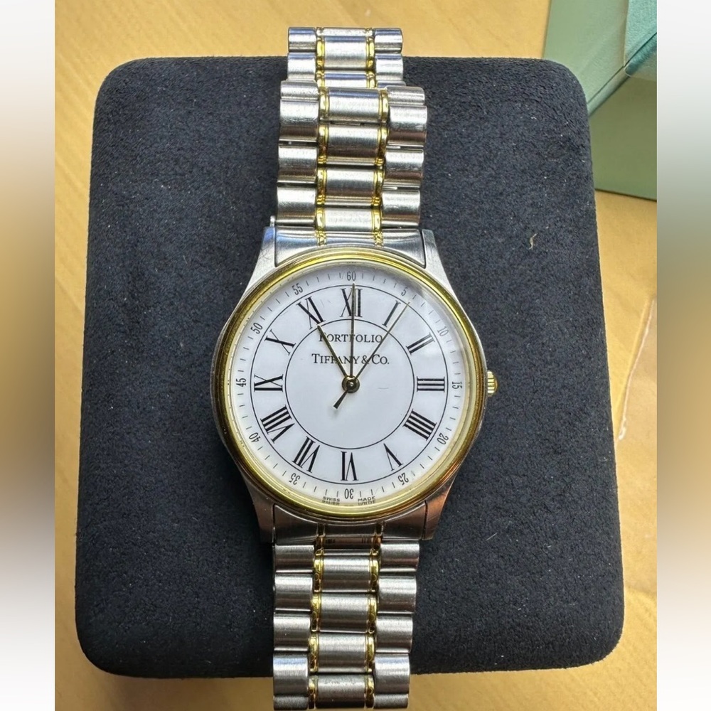 Tiffany & Co. Men's Portfolio Stainless Steel Quartz 2-Tone Watch, 33mm Case.